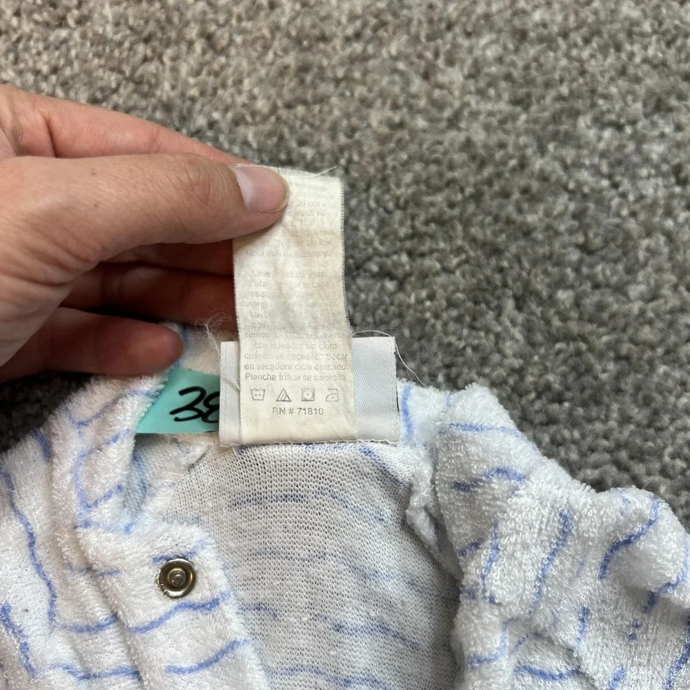 vtgs Small Steps Baby Sleeper 0-3 Months‎ Footed Blue White Terry Cloth Pajamas